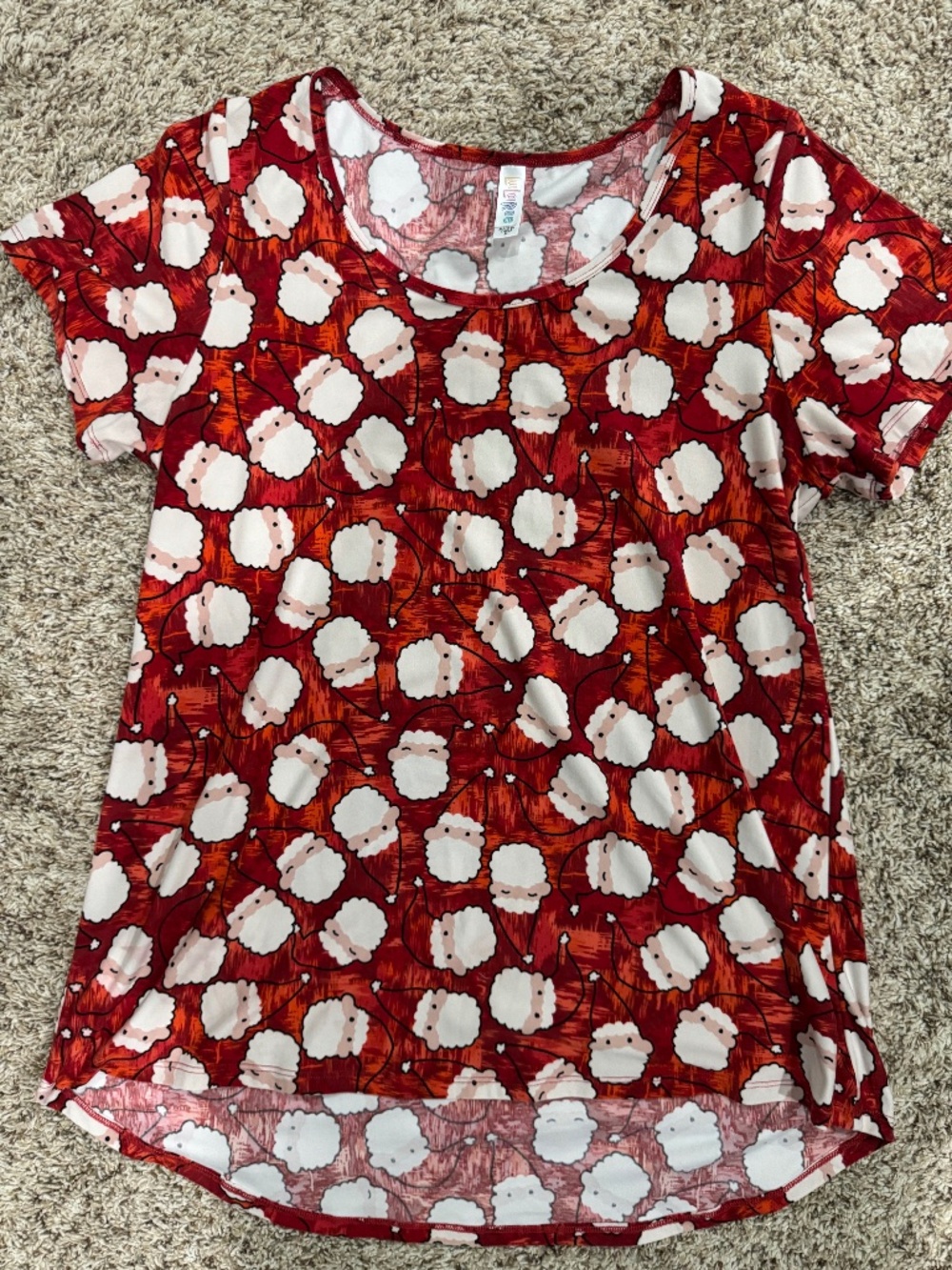 LuLaRoe short sleeve shirt red/white Santa size medium